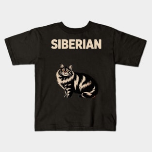 Siberian Cat Silhouette Siberian Cat Lover Kids T-Shirt